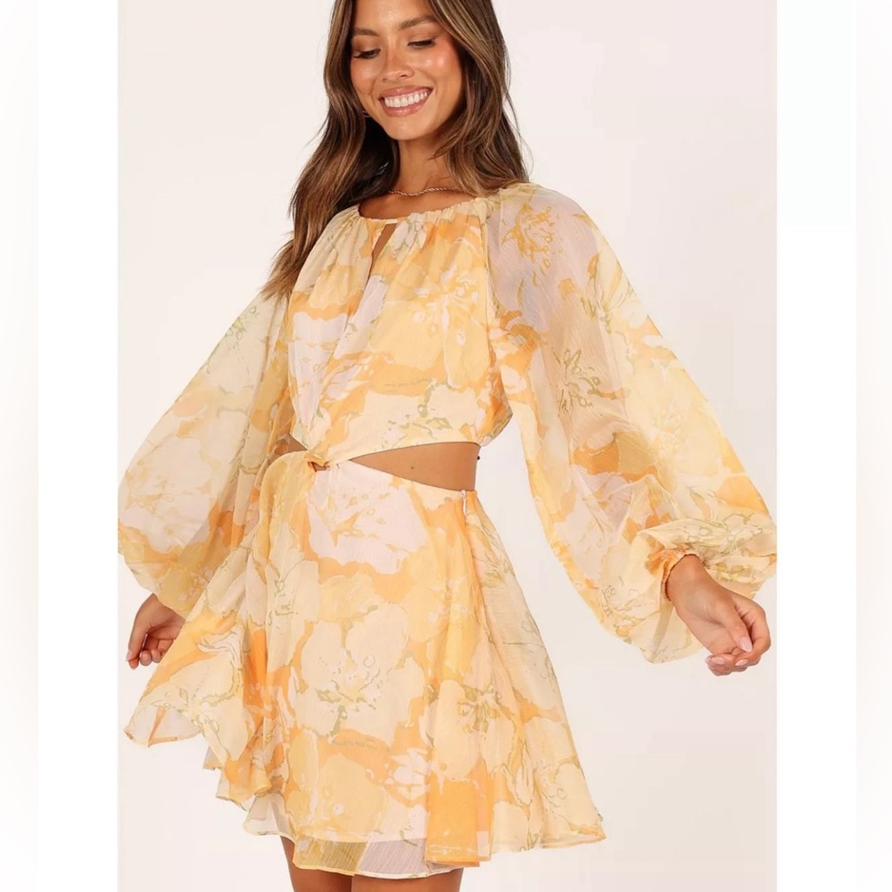 Jamille long sleeve puff sleeve cutout dress
